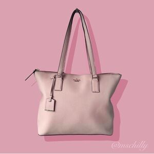 Kate Spade Cameron Street Lucie Leather Shoulder Bag Large Tote Wheat Pink Nude